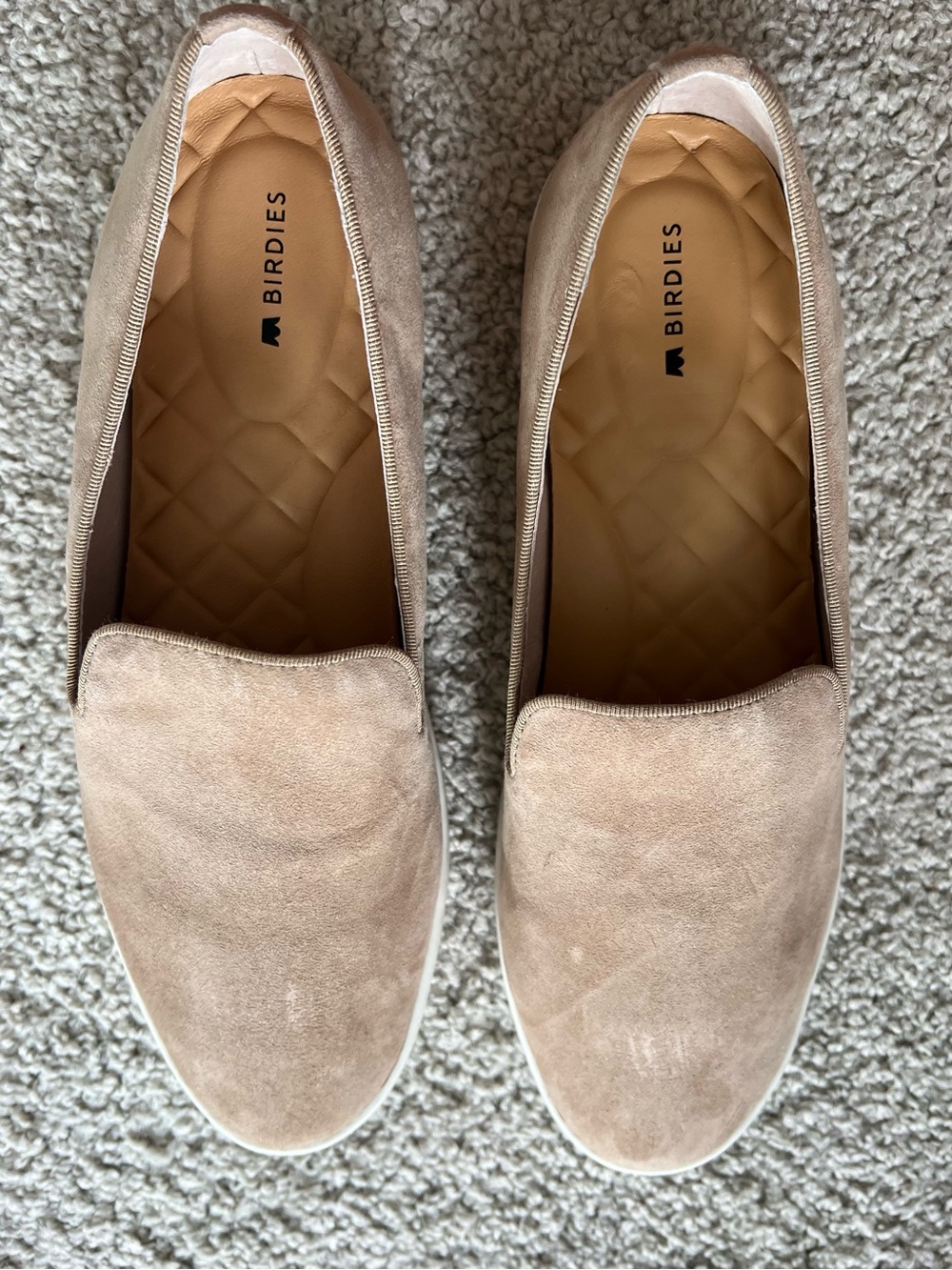 Birdies Shoes Womens The Swift Casual Slip On Loafer Beige Suede Leather Sz 9.5